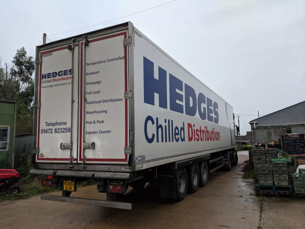 Hedges lorry delivering to Jolly Good Beer